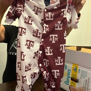 A&M dual color footie pajamas